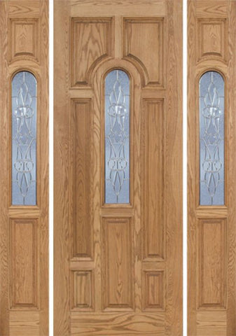 WDMA 64x96 Door (5ft4in by 8ft) Exterior Oak Carrick Single Door/2side w/ L Glass - 8ft Tall 1