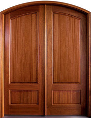 WDMA 64x96 Door (5ft4in by 8ft) Exterior Swing Mahogany Tiffany Solid Panel Double Door/Arch Top 1