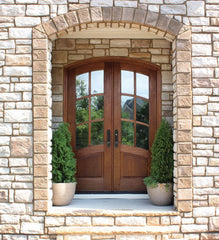 WDMA 64x96 Door (5ft4in by 8ft) Exterior Swing Mahogany Aberdeen TDL 6 Lite Double Door/Arch Top 3