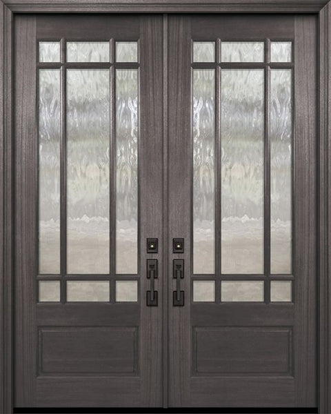 WDMA 64x96 Door (5ft4in by 8ft) Exterior Mahogany 96in Double 3/4 Lite Marginal 9 Lite SDL DoorCraft Door 1