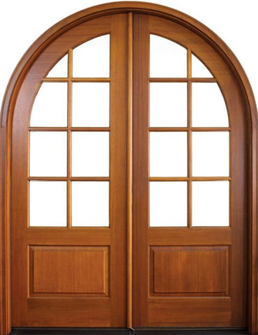 WDMA 64x96 Door (5ft4in by 8ft) Patio Swing Mahogany Pinehurst TDL 8 Lite Double Door/Round Top 1
