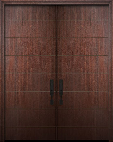 WDMA 64x96 Door (5ft4in by 8ft) Exterior Mahogany 96in Double Westwood Solid Contemporary Door 1
