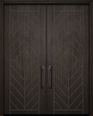 WDMA 64x96 Door (5ft4in by 8ft) Exterior Mahogany 96in Double Lynnwood Solid Contemporary Door 1