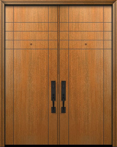 WDMA 64x96 Door (5ft4in by 8ft) Exterior Mahogany IMPACT | 96in Double Fleetwood Solid Contemporary Door 1