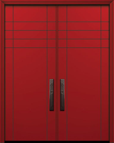 WDMA 64x96 Door (5ft4in by 8ft) Exterior Smooth IMPACT | 96in Double Fleetwood Solid Contemporary Door 1