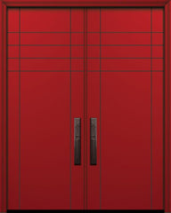 WDMA 64x96 Door (5ft4in by 8ft) Exterior Smooth IMPACT | 96in Double Fleetwood Solid Contemporary Door 1