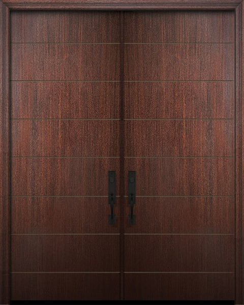 WDMA 64x96 Door (5ft4in by 8ft) Exterior Mahogany IMPACT | 96in Double Westwood Solid Contemporary Door 1