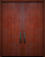 WDMA 64x96 Door (5ft4in by 8ft) Exterior Mahogany IMPACT | 96in Double Brentwood Solid Contemporary Door 1