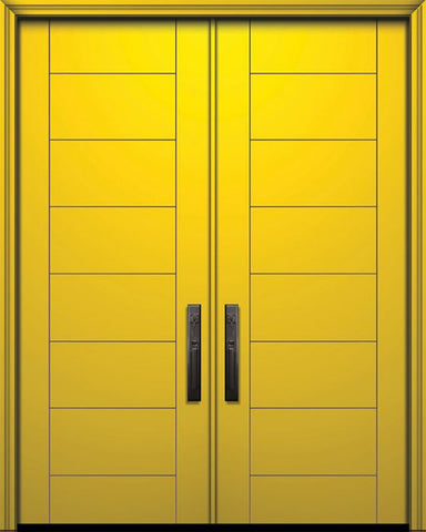 WDMA 64x96 Door (5ft4in by 8ft) Exterior Smooth IMPACT | 96in Double Brentwood Solid Contemporary Door 1
