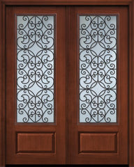 WDMA 64x96 Door (5ft4in by 8ft) Exterior Cherry 96in Double 1 Panel 3/4 Lite Florence / Walnut Door 1