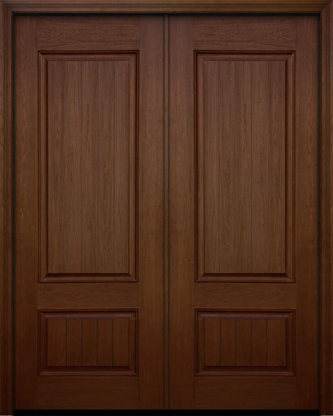 WDMA 64x96 Door (5ft4in by 8ft) Exterior Mahogany 96in Double 2 Panel Square V-grooved Door 1