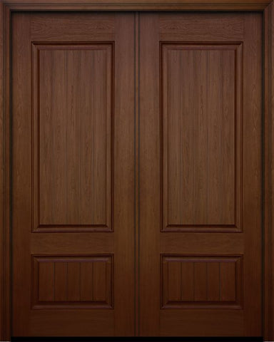 WDMA 64x96 Door (5ft4in by 8ft) Exterior Mahogany IMPACT | 96in Double 2 Panel Square V-grooved Door 1