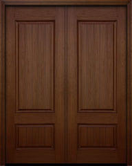 WDMA 64x96 Door (5ft4in by 8ft) Exterior Mahogany IMPACT | 96in Double 2 Panel Square V-grooved Door 1