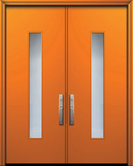 WDMA 64x96 Door (5ft4in by 8ft) Exterior Smooth 96in Double Malibu Solid Contemporary Door w/Textured Glass 1