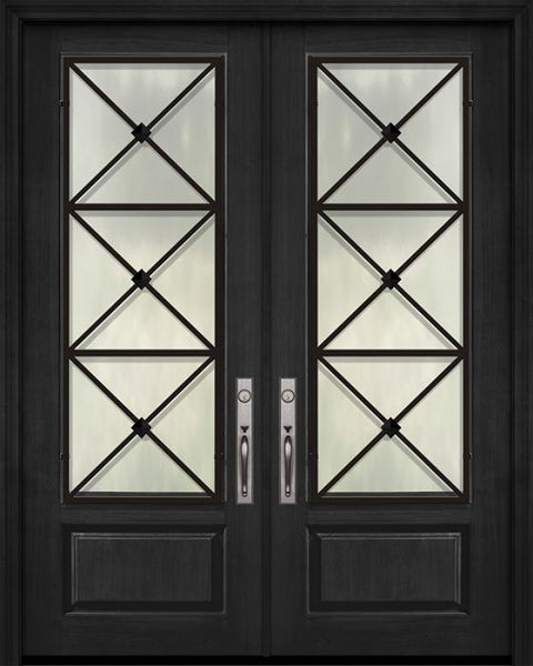 WDMA 64x96 Door (5ft4in by 8ft) Exterior Cherry IMPACT | 96in Double 1 Panel 3/4 Lite Republic Door 1