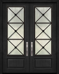 WDMA 64x96 Door (5ft4in by 8ft) Exterior Cherry IMPACT | 96in Double 1 Panel 3/4 Lite Republic Door 1