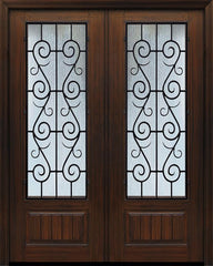 WDMA 64x96 Door (5ft4in by 8ft) Exterior Cherry IMPACT | 96in Double 1 Panel 3/4 Lite St Charles Door 1