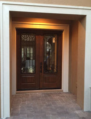 WDMA 64x96 Door (5ft4in by 8ft) Exterior Cherry IMPACT | 96in Double 1 Panel 3/4 Lite Valencia Door 2