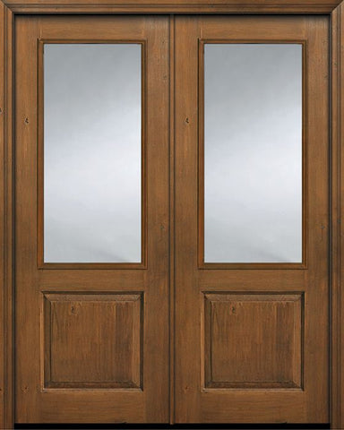 WDMA 64x96 Door (5ft4in by 8ft) Exterior Alder IMPACT | 96in Double 2/3 Lite Privacy Glass Knotty Door 1
