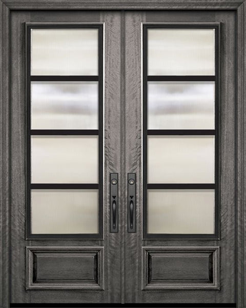 WDMA 64x96 Door (5ft4in by 8ft) Exterior Mahogany 96in Double 3/4 Lite Urban Steel Grille Portobello Door 1