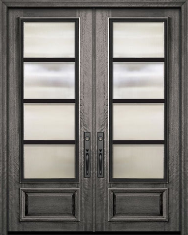 WDMA 64x96 Door (5ft4in by 8ft) Exterior Mahogany 96in Double 3/4 Lite Urban Steel Grille Portobello Door 1