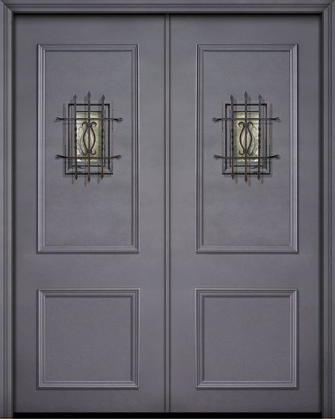 WDMA 64x96 Door (5ft4in by 8ft) Exterior 96in ThermaPlus Steel 2 Panel Double Door with Speakeasy 1