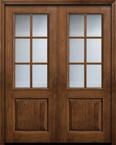 WDMA 64x96 Door (5ft4in by 8ft) Exterior Knotty Alder 96in Double 2/3 Lite 1 Panel 6 Lite SDL Door 1