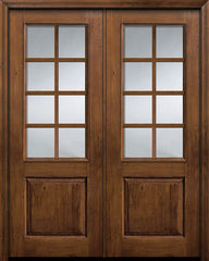 WDMA 64x96 Door (5ft4in by 8ft) Exterior Knotty Alder IMPACT | 96in Double 2/3 Lite 1 Panel 8 Lite SDL Door 1