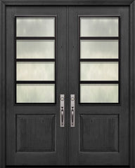 WDMA 64x96 Door (5ft4in by 8ft) Exterior Knotty Alder IMPACT | 96in Double 1 Panel 2/3 Lite Urban Steel Grille Door 1