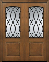 WDMA 64x96 Door (5ft4in by 8ft) Exterior Knotty Alder IMPACT | 96in Double 1 Panel 2/3 Arch Lite La Salle Door 1