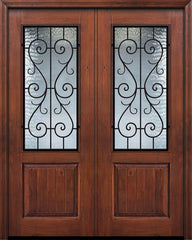WDMA 64x96 Door (5ft4in by 8ft) Exterior Knotty Alder IMPACT | 96in Double 1 Panel 2/3 Lite St Charles Door 1