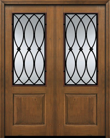 WDMA 64x96 Door (5ft4in by 8ft) Exterior Knotty Alder IMPACT | 96in Double 1 Panel 2/3 Lite La Salle Door 1