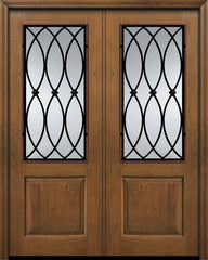 WDMA 64x96 Door (5ft4in by 8ft) Exterior Knotty Alder IMPACT | 96in Double 1 Panel 2/3 Lite La Salle Door 1