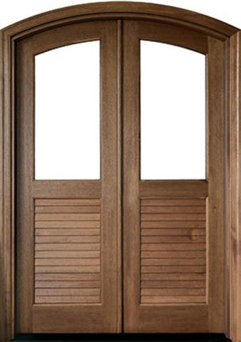 WDMA 64x96 Door (5ft4in by 8ft) Exterior Swing Mahogany Orleans Double Door/Arch Top Renaissance 1