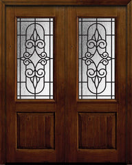 WDMA 64x96 Door (5ft4in by 8ft) Exterior Knotty Alder 96in Double 1 Panel 2/3 Lite Salento Door 1