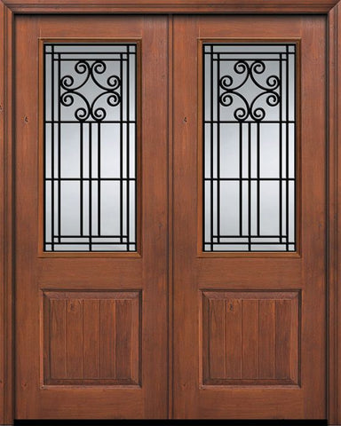 WDMA 64x96 Door (5ft4in by 8ft) Exterior Knotty Alder 96in Double 1 Panel 2/3 Lite Novara Door 1