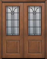 WDMA 64x96 Door (5ft4in by 8ft) Exterior Knotty Alder 96in Double 1 Panel 2/3 Lite Cantania Door 1