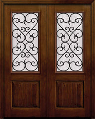 WDMA 64x96 Door (5ft4in by 8ft) Exterior Knotty Alder 96in Double 1 Panel 2/3 Lite Palermo Door 1
