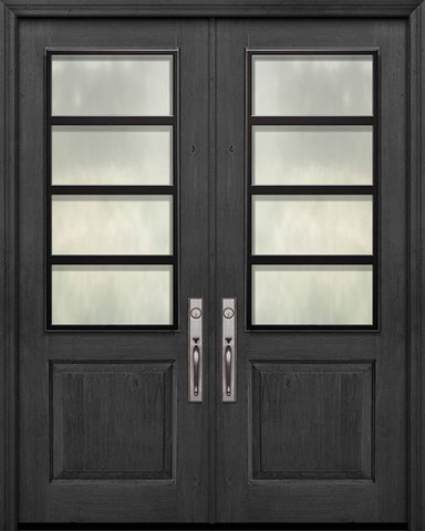 WDMA 64x96 Door (5ft4in by 8ft) Exterior Knotty Alder 96in Double 1 Panel 2/3 Lite Urban Steel Grille Door 1