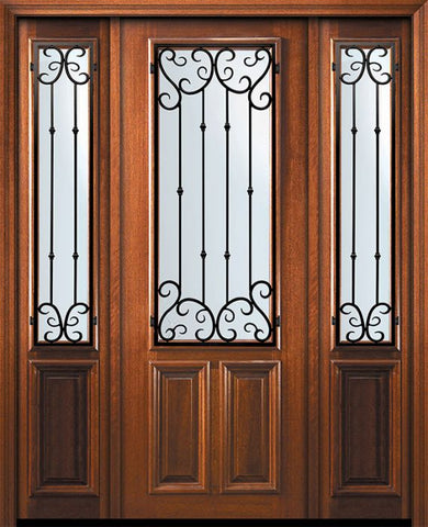 WDMA 64x96 Door (5ft4in by 8ft) Exterior Mahogany 36in x 96in 2/3 Lite Valencia Door /2side 1