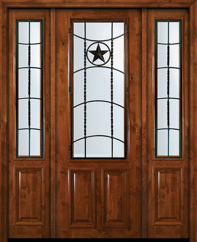WDMA 64x96 Door (5ft4in by 8ft) Exterior Knotty Alder 36in x 96in 2/3 Lite Texan Alder Door /2side 1