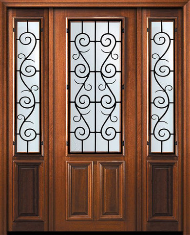 WDMA 64x96 Door (5ft4in by 8ft) Exterior Mahogany 36in x 96in 2/3 Lite St. Charles Door /2side 1
