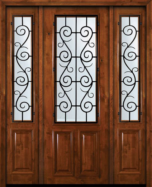 WDMA 64x96 Door (5ft4in by 8ft) Exterior Knotty Alder 36in x 96in 2/3 Lite St. Charles Alder Door /2side 1