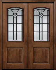 WDMA 64x96 Door (5ft4in by 8ft) Exterior Knotty Alder 96in Double 1 Panel 2/3 Arch Lite Cantania Door 1