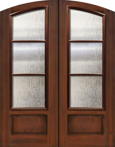 WDMA 64x96 Door (5ft4in by 8ft) French Mahogany IMPACT | 96in Double Arch Top 3 Lite SDL Cherry Knotty Alder Door 1