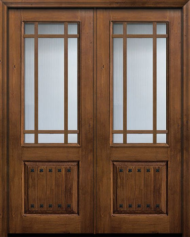 WDMA 64x96 Door (5ft4in by 8ft) Exterior Knotty Alder 96in Double 2/3 Lite 1 Panel 9 Lite SDL Door 1