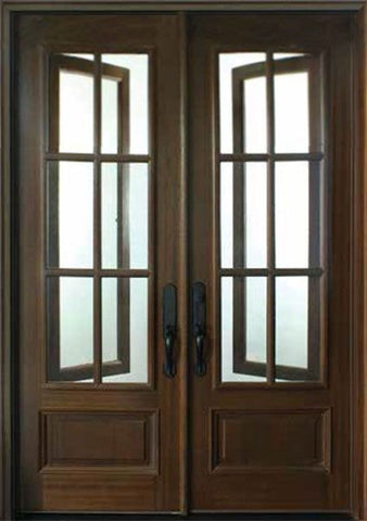 WDMA 64x96 Door (5ft4in by 8ft) French Swing Mahogany Breezeport TDL 6LT Double Door 2-1/4 Thick 1