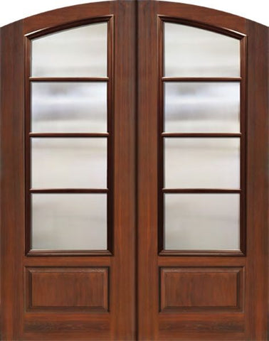 WDMA 64x96 Door (5ft4in by 8ft) French Mahogany IMPACT | 96in Double Arch Top 4 Lite SDL Cherry Knotty Alder Door 1