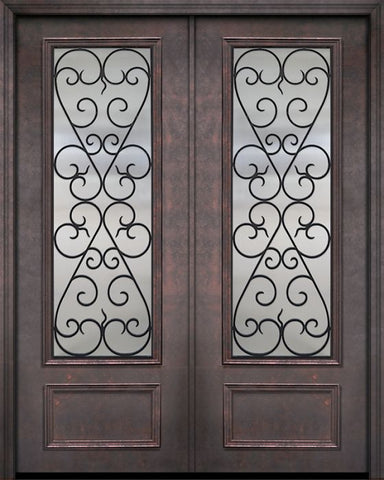 WDMA 64x96 Door (5ft4in by 8ft) Exterior 96in ThermaPlus Steel Palermo 1 Panel 3/4 Lite GBG Double Door 1