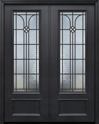WDMA 64x96 Door (5ft4in by 8ft) Exterior 96in ThermaPlus Steel Cantania 1 Panel 3/4 Lite GBG Double Door 1